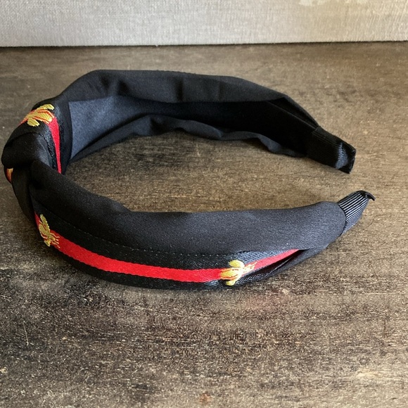 Classic Bee Headband Black Red Gold 2" Knot 1.5" Wide Hair Accessory - Picture 3 of 6
